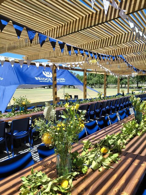 The patio prepared for a celebration