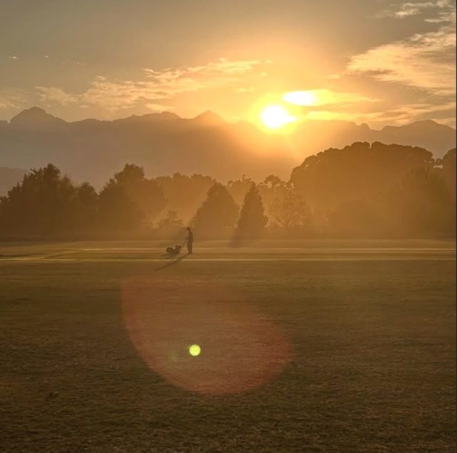 Evening light across the Oval